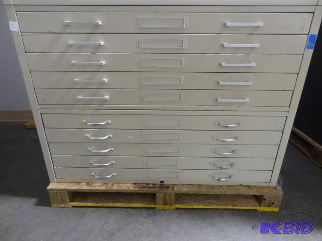 lot 71 image: 2 flat FIle Cabinets. 5 Drawer Each. No Top o...