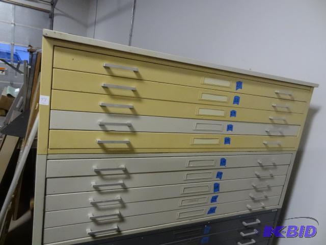 lot 77 image: 2 Sections of flat FIle 5 Drawers Each. Top b...