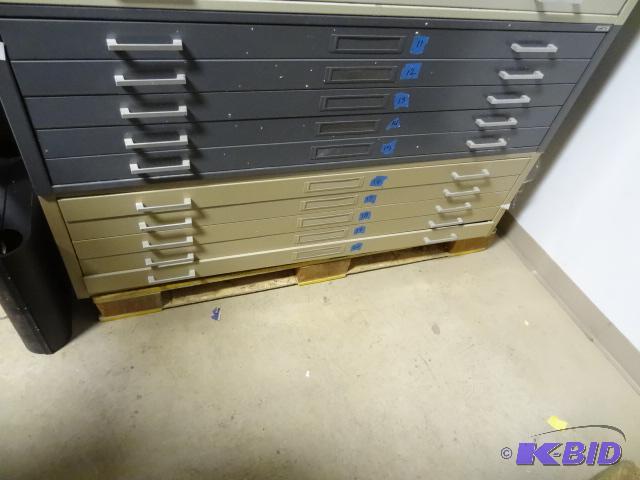 lot 78 image: 2 Section of flat File 5 Drawers Each. No TOp...