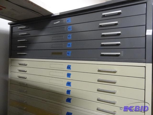 lot 79 image: 2 Sections of flat File. 5 Drawers Each. Top ...