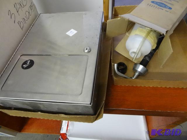 lot 83 image: Bathroom Stainless Sharps Dispenser. No Key. ...
