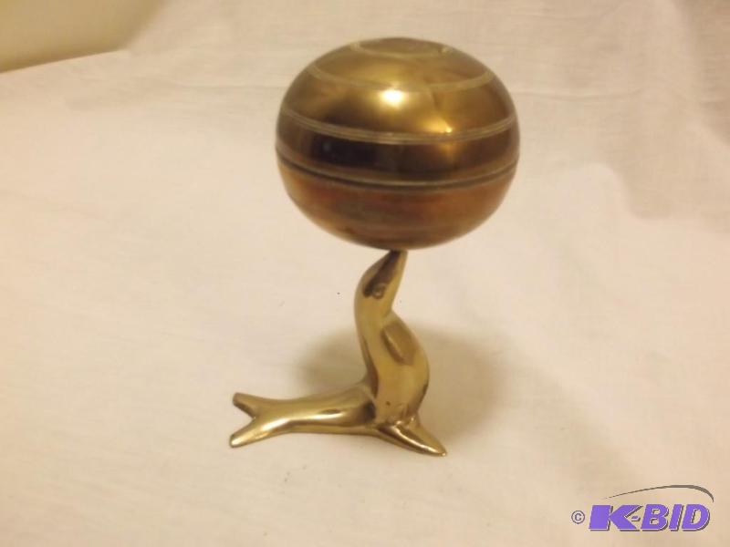 Beautiful heavy solid brass seal music box ba...