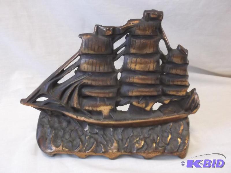 Heavy cast iron bronze plated ship door stop ...