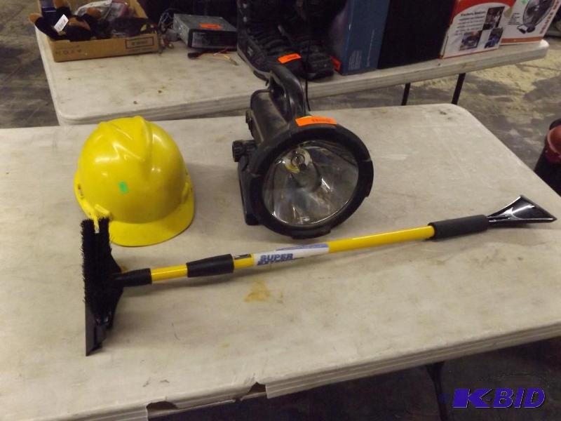 lot 260 image: Hard Hat, Snow Scraper, Spot Light