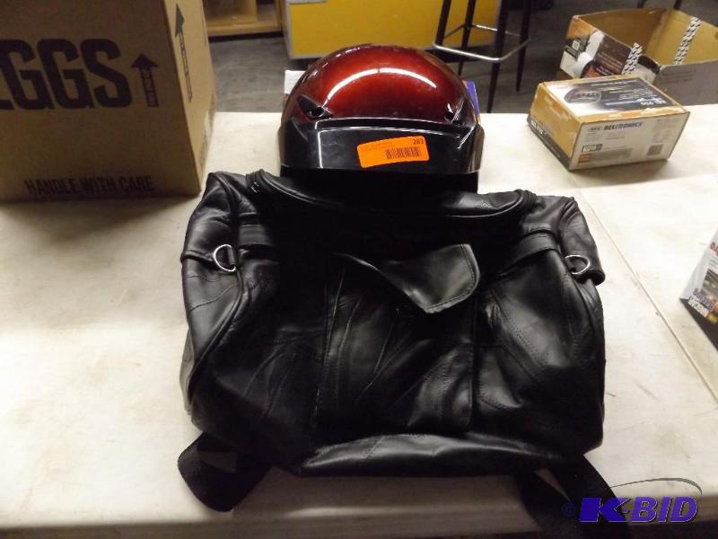 lot 283 image: Leather Riding Bag and Helmet