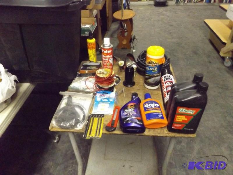 lot 308 image: Tote with Misc. and Automotive Accessories
