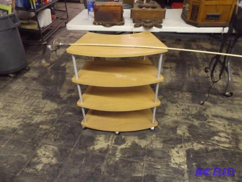 lot 321 image: wood curved shelving unit