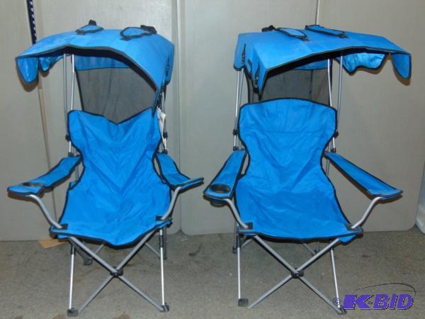 lot 25 image: (2) Lawn Chairs with Canopy Tops   Folds up e...