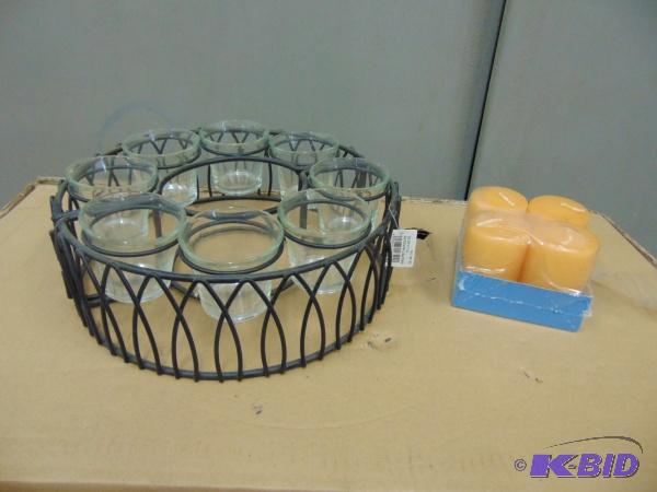 lot 4 image: Candle Holder With 4 New Candles   Appears ne...
