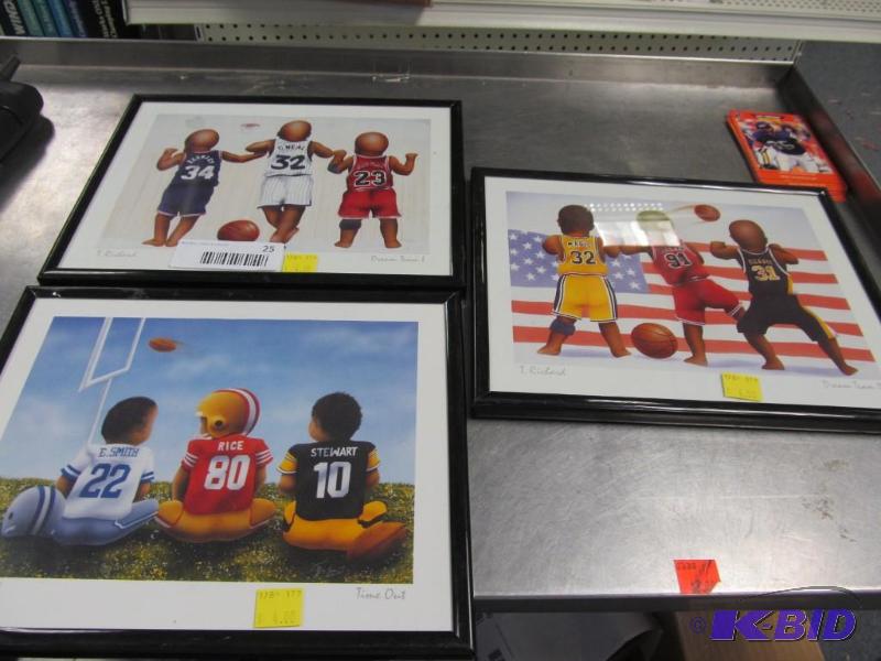 Lot of 3 Pictures by T. Richard Time Out, dream Team I, Dream Team II