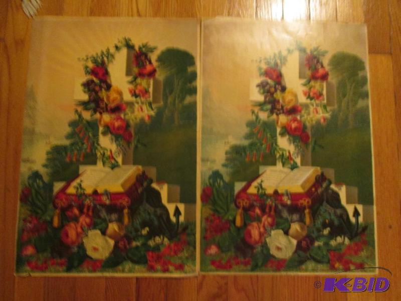 two identical pictures of roses on cross with...