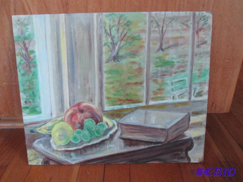 fruit in a bowl by the window, looks original...