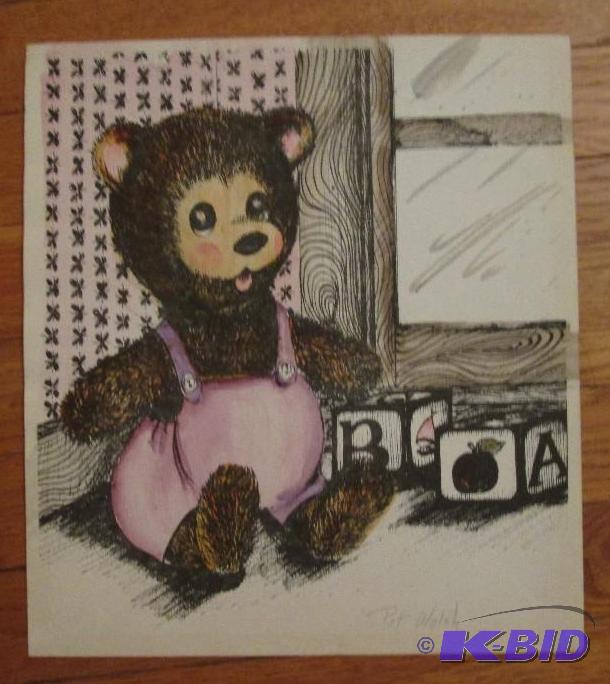 teddy bear with blocks sketch 12in x 11in...