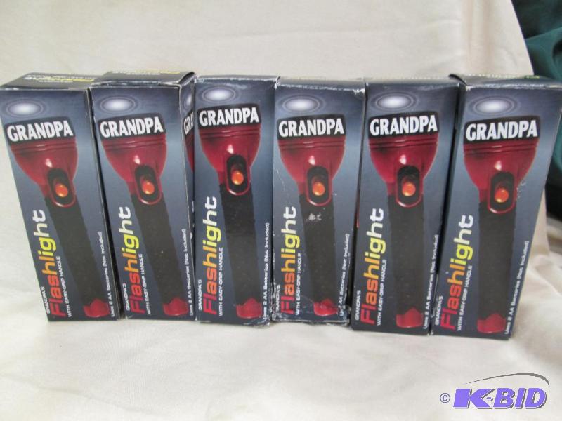 Qty 6 Grandpas Flashlight with easy-grip han...
