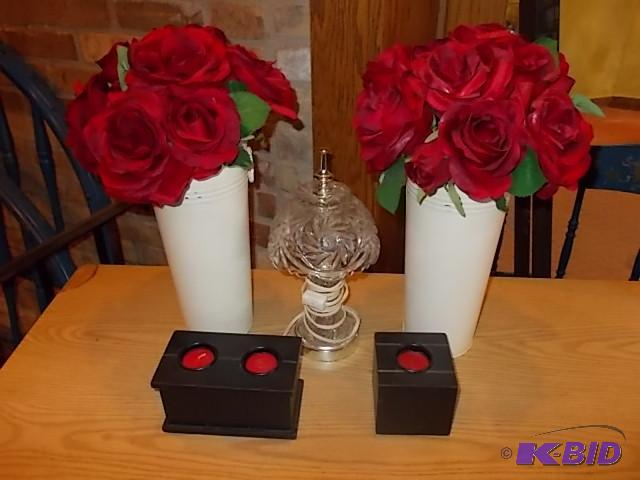 Pair Of Vases, Lamp, Candles