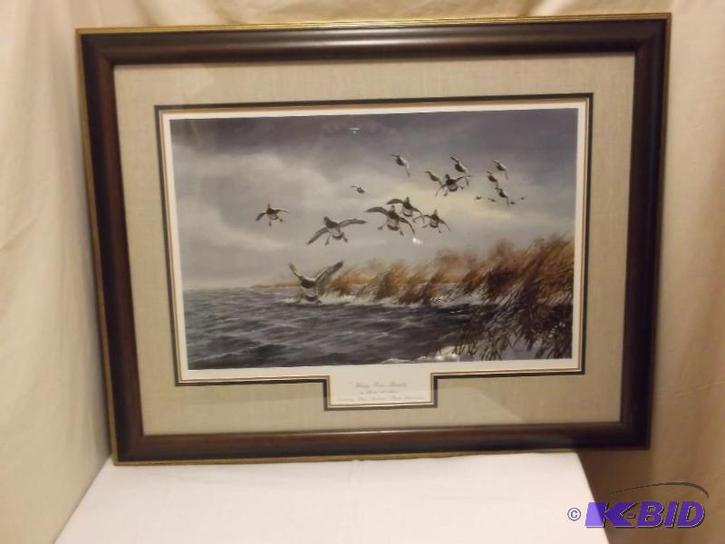 lot 4 image: Beautiful framed double matted print signed &...