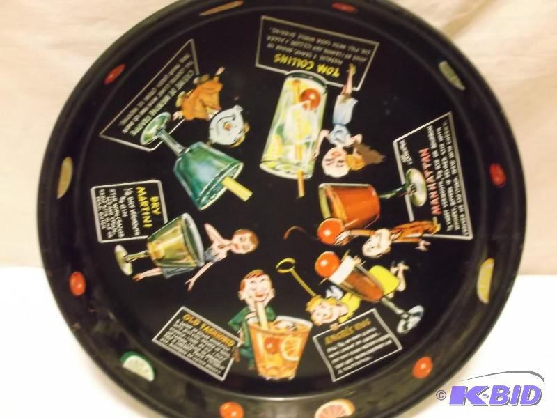 lot 54 image: Vintage drink serving tray with recipes great...