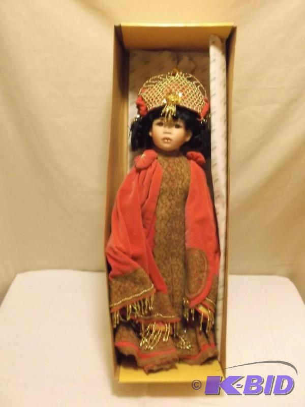 lot 57 image: Beautiful tall porcelain doll measuring 21 1...