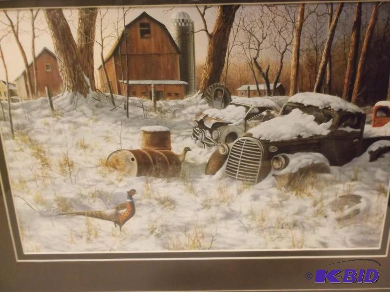 lot 7 image: Beautiful double matted framed print by Jim H...