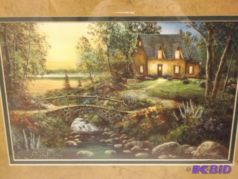lot 8 image: Beautiful double matted framed print by Jim H...