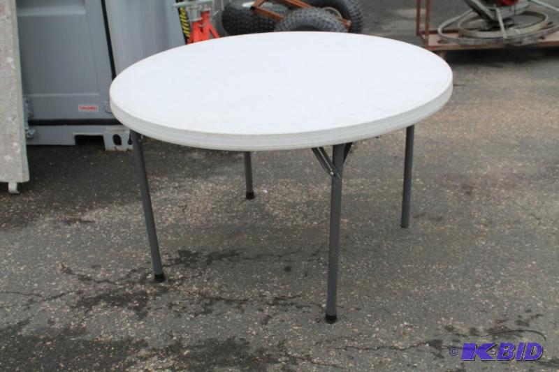 lot 24 image: Lifetime Round Folding Table 47 Diameter...