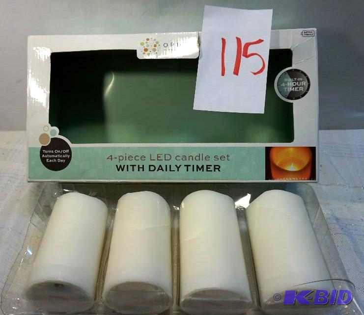 lot 115 image: Order Home Collection 4 PC LED Candle Set Bra...