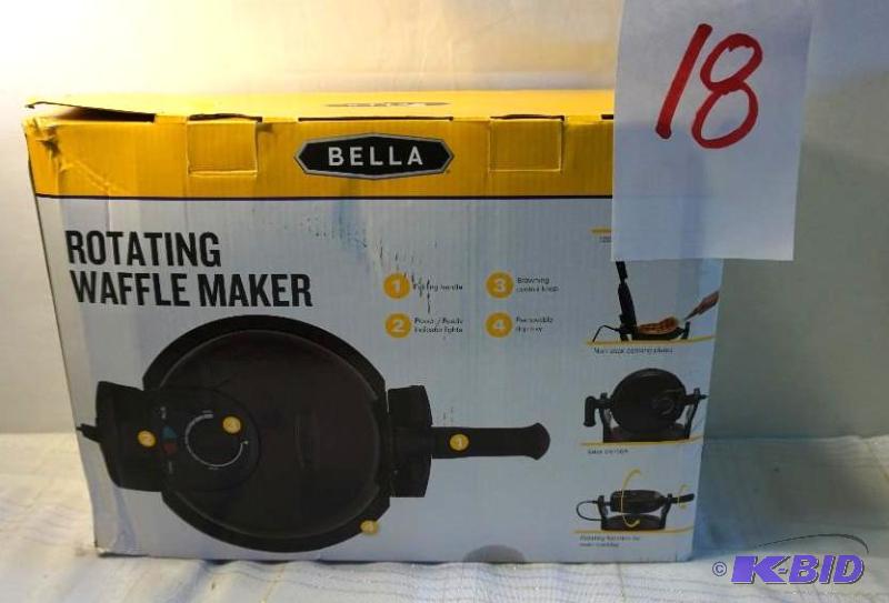 lot 18 image: Bella Brand Rotating Waffle Maker Slightly Us...