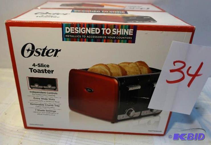 lot 34 image: Oster Model TSSTRWA4R 4 Slice Toaster Brand N...