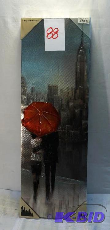 lot 88 image: Hand Embellished New York City Themed Wall Ar...