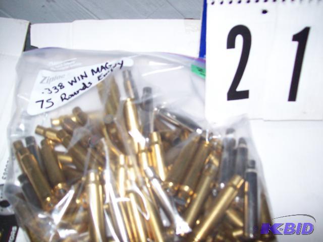 75&nbsp .338 Win Mag Once Fired Casings...
