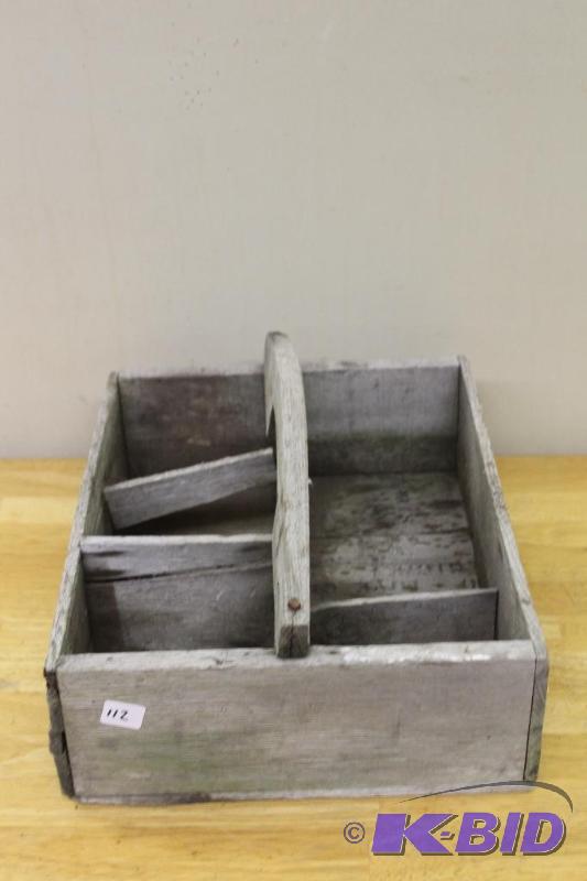 lot 112 image: Vintage Wood Tool Carrier, Kalamazoo Stove, K...