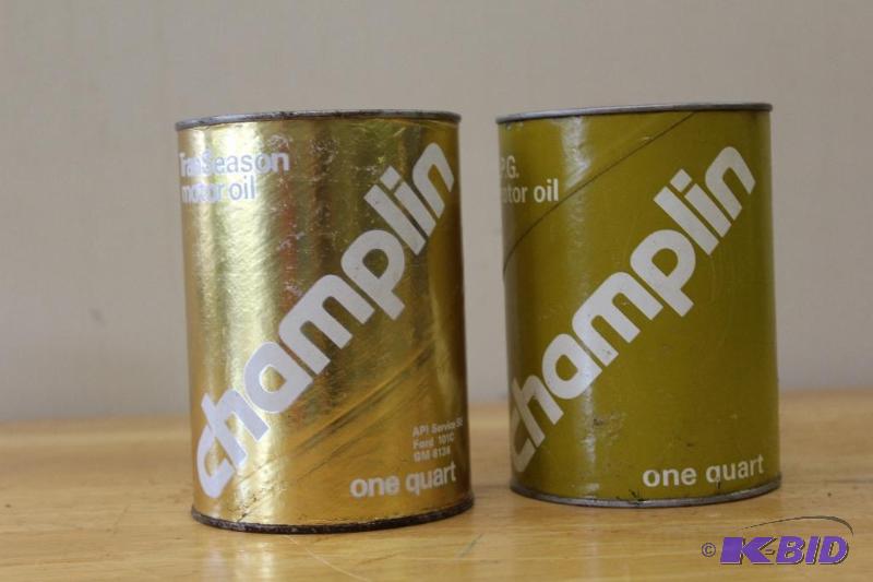 lot 164 image: 2 Champlin&nbspMotor Oil One Quart Cans, 1 F...