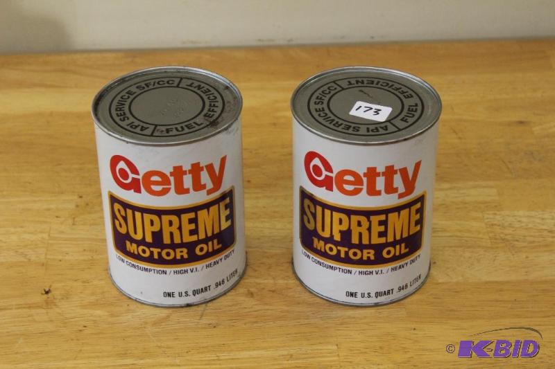 lot 173 image: Getty Supreme&nbspMotor Oil, One Quart Cans,...