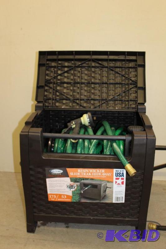 lot 221 image: NEW 175 Garden Hose in Hose Keeper...