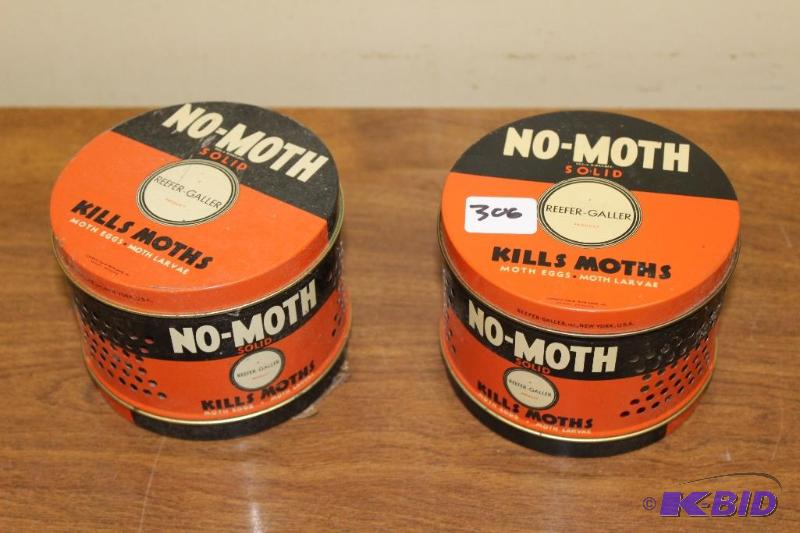 lot 306 image: Antique No-Moth Tin Cans ...