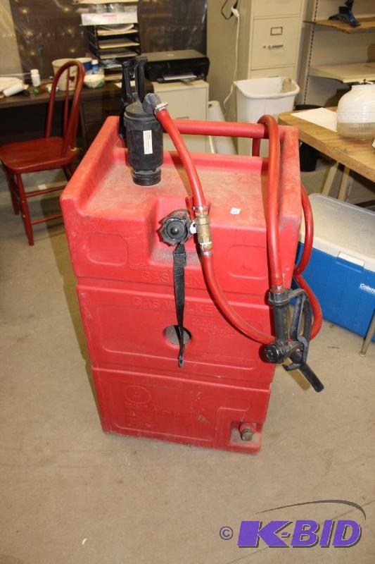 lot 350 image: 25 Gallon Mobile Gas Caddy with Pump  Consign...