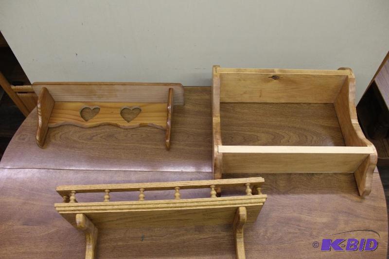 lot 38 image: Wood Curio Shelves ...