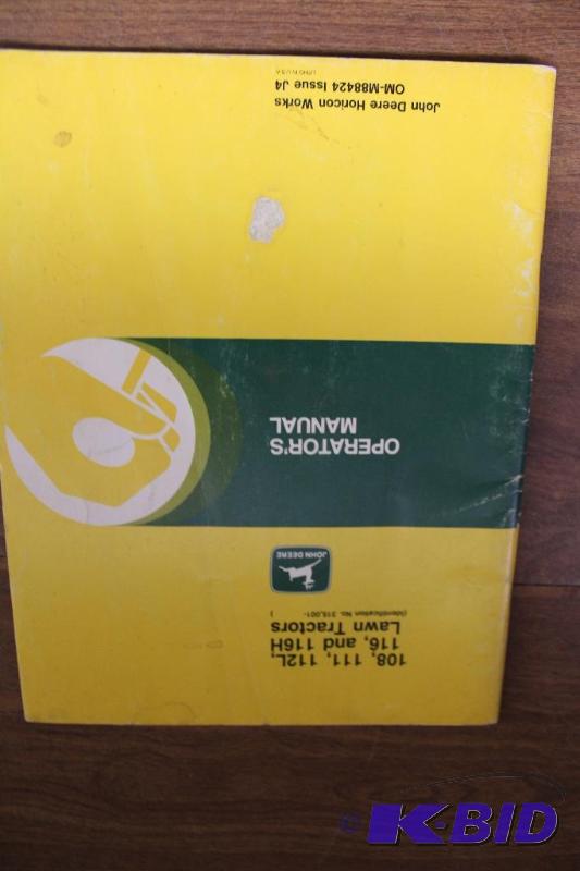 lot 478 image: John Deere Lawn Tractors Operators Manual&nb...