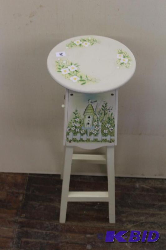 lot 8 image: Painted Plant Stand with Secret Compartment, ...