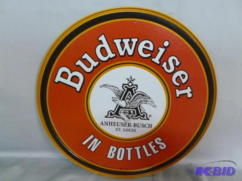 lot 102 image: Collectible Budweiser In Bottles Metal Sign T...