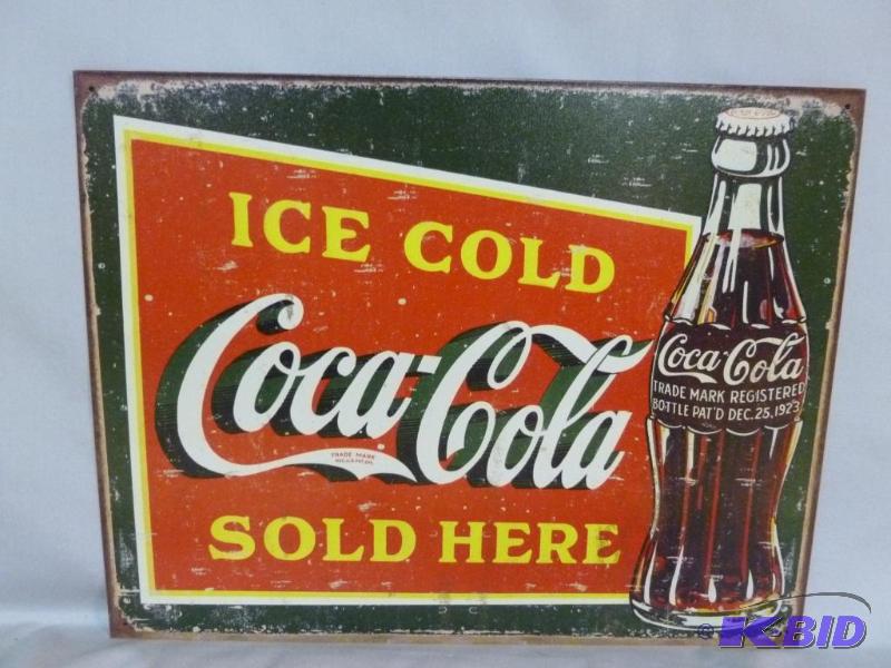 lot 103 image: Collectible Ice Cold Coca-Cola Sold Here Meta...
