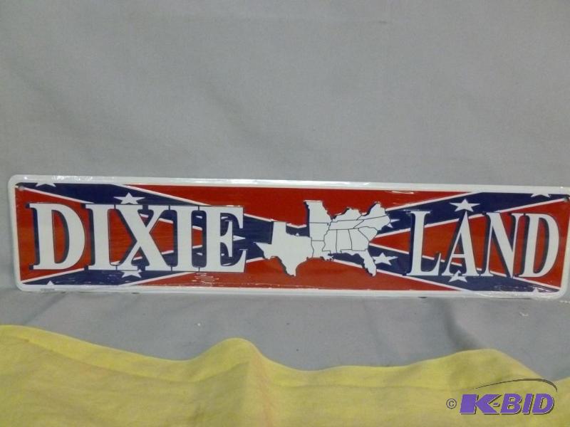 lot 108 image: Collectible Dixie Land Embossed Metal Sign Th...