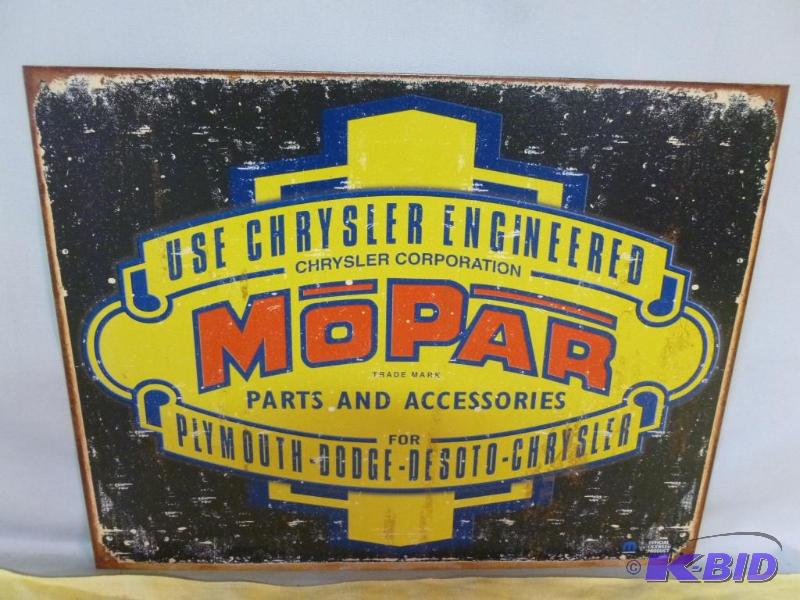 lot 11 image: Collectible Mopar Metal Sign That Measures 12...