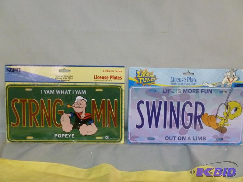 lot 114 image: Lot Of Two Collectible Embossed Metal License...