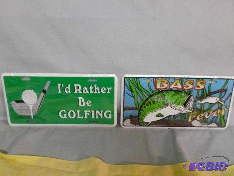 lot 115 image: Lot Of Two Collectible Embossed Metal License...