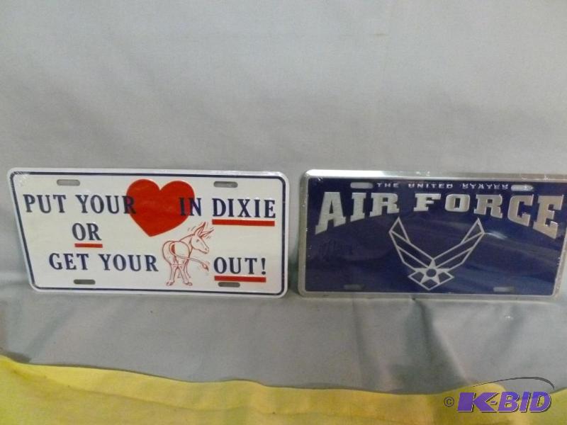 lot 118 image: Lot Of Two Collectible Embossed Metal License...
