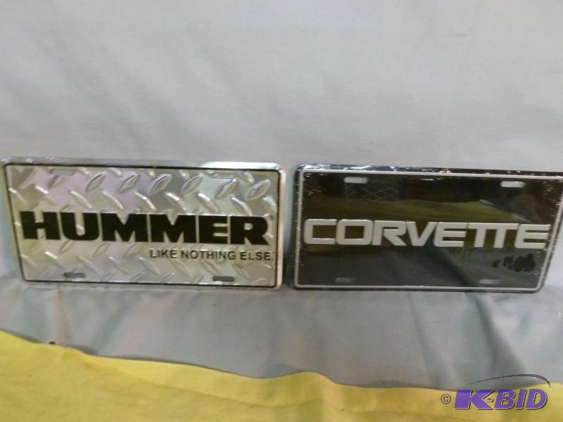lot 120 image: Lot Of Two Collectible Embossed Metal License...