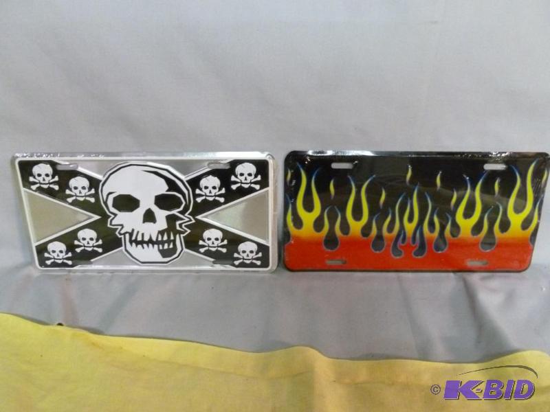 lot 121 image: Lot Of Two Collectible Embossed Metal License...
