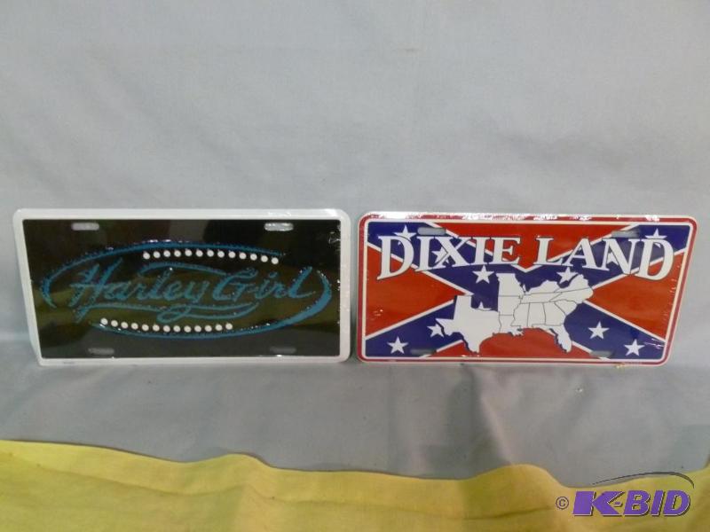 lot 124 image: Lot Of Two Collectible Embossed Metal License...