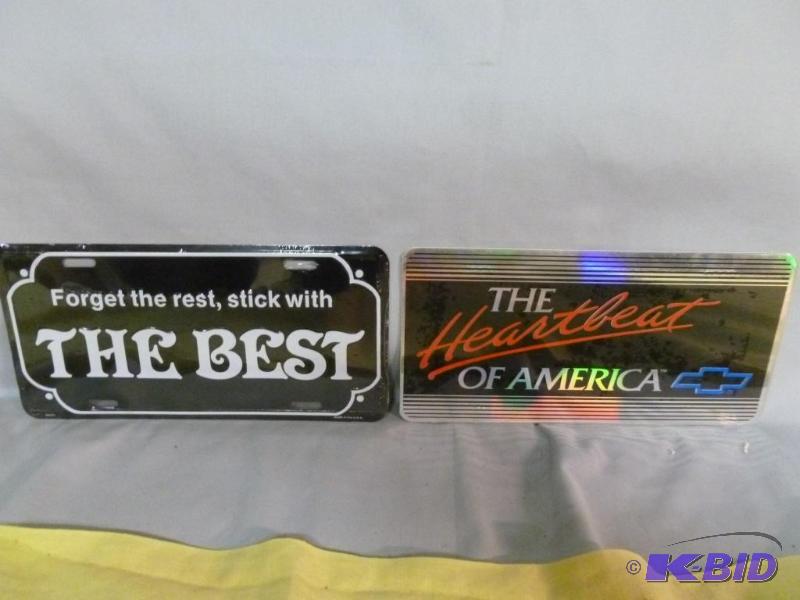 lot 125 image: Lot Of Two Collectible Embossed Metal License...